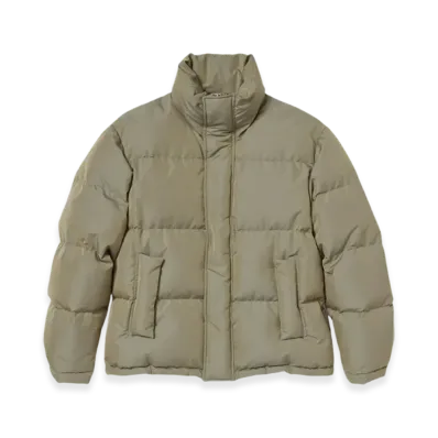 AURALEE Finx Polyester Chambray Down Coat "Olive Khaki Chambray"