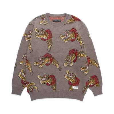 WACKO MARIA Tim Lehi / Jacquard Knit Sweater "Light Brown"