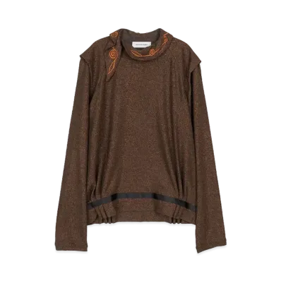 KIKO KOSTADINOV Wrapped Collar Jersey "Sparkle Brown"