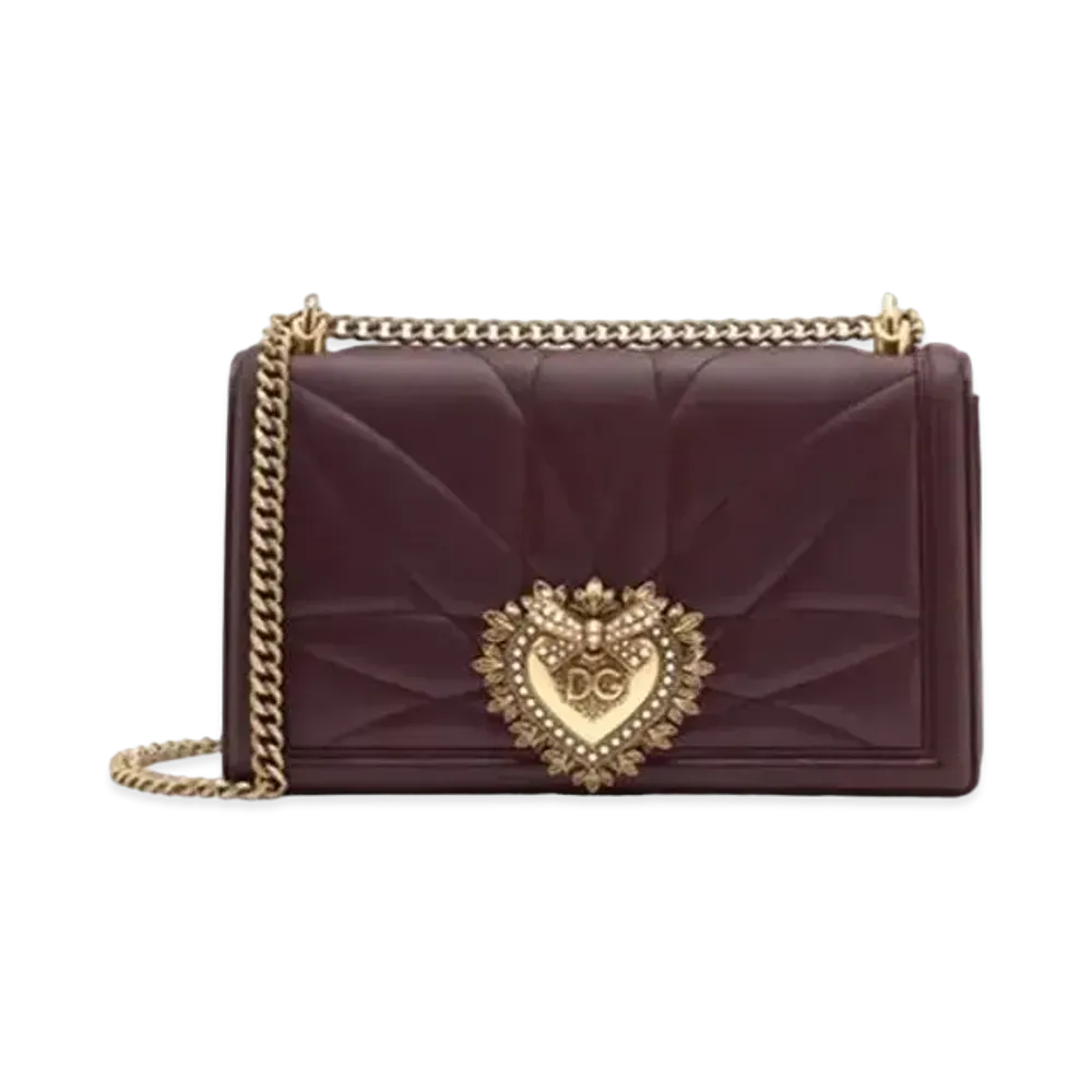 Dolce&Gabbana Devotion Crossbody Bag Large Matrasse Nappa "Bordeaux"
