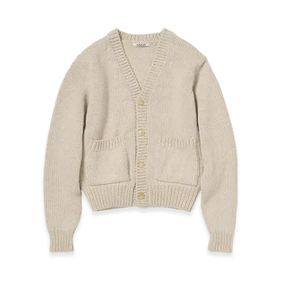 AURALEE Wool Cashmere Felted Knit Cardigan "Ivory"