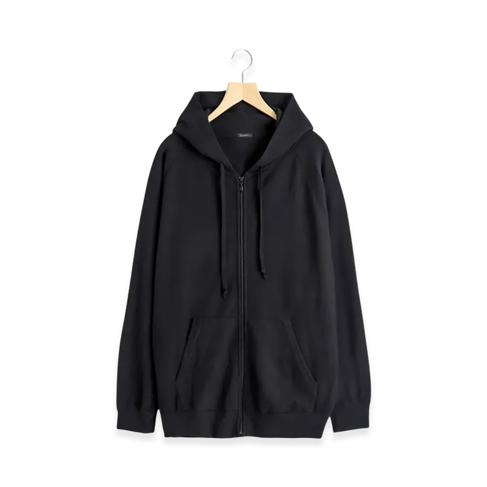 COMOLI Wool Knit Zip Parka "Black"