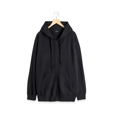 COMOLI Wool Knit Zip Parka "Black"