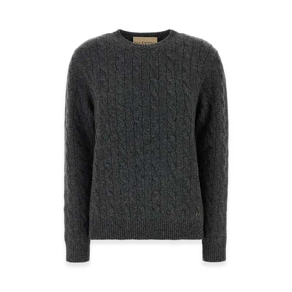 Valentino Women's Virgin Wool Crewneck Sweater "Gray"
