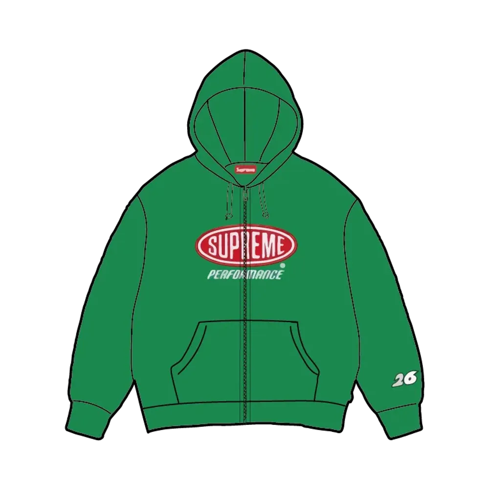 Supreme Performance Zip Up Hooded Sweatshirt "Green"