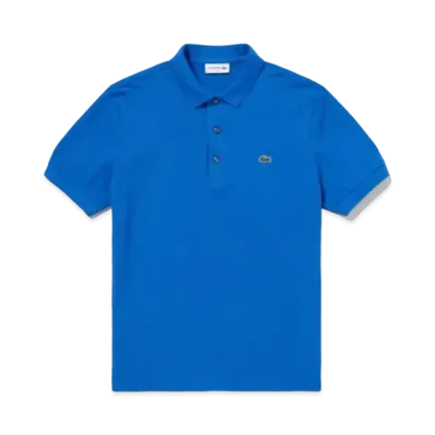 LACOSTE Slim Fit Solid Short Sleep Polo Shirt "Blue"