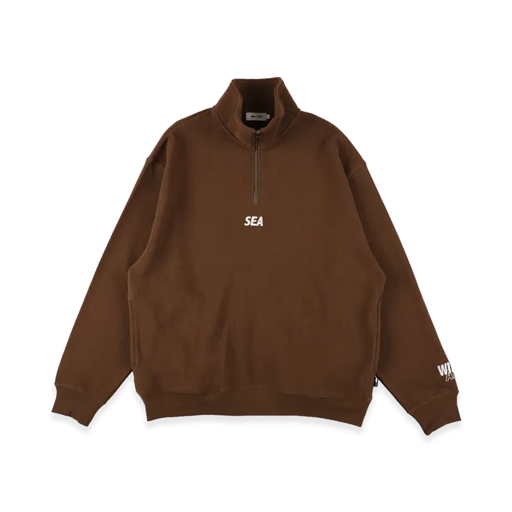 WIND AND SEA Heavy Waffle Half Zip Sweatshirt "Brown"