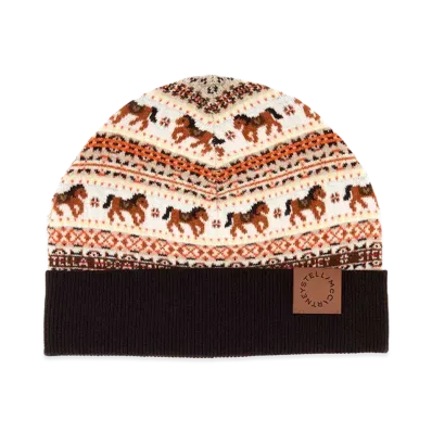 STELLA McCARTNEY Women's Embroidered Wool Beanie Hat "Multicolor"
