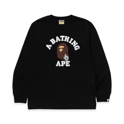 A BATHING APE Go Ape Pointer College Tee LS Tee "Black"