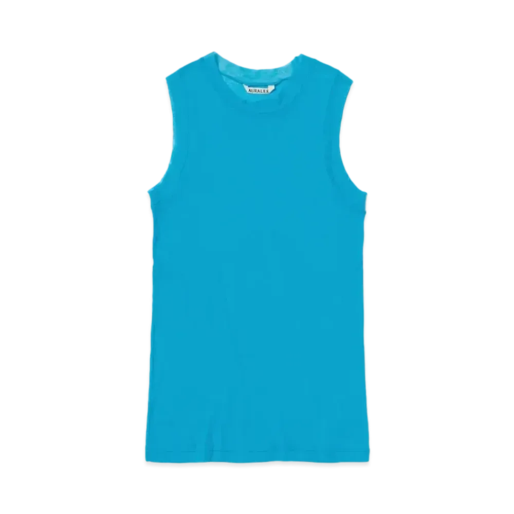 AURALEE Super High Gauge Sheer Rib Tank "Turquoise Blue"