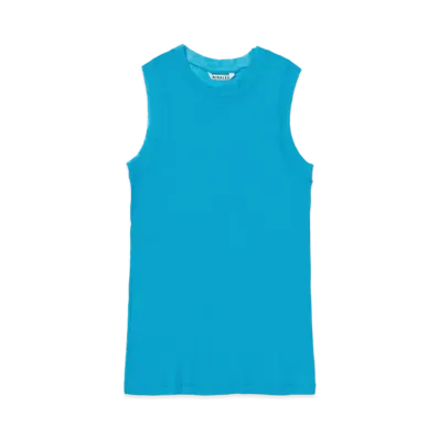 AURALEE Super High Gauge Sheer Rib Tank "Turquoise Blue"
