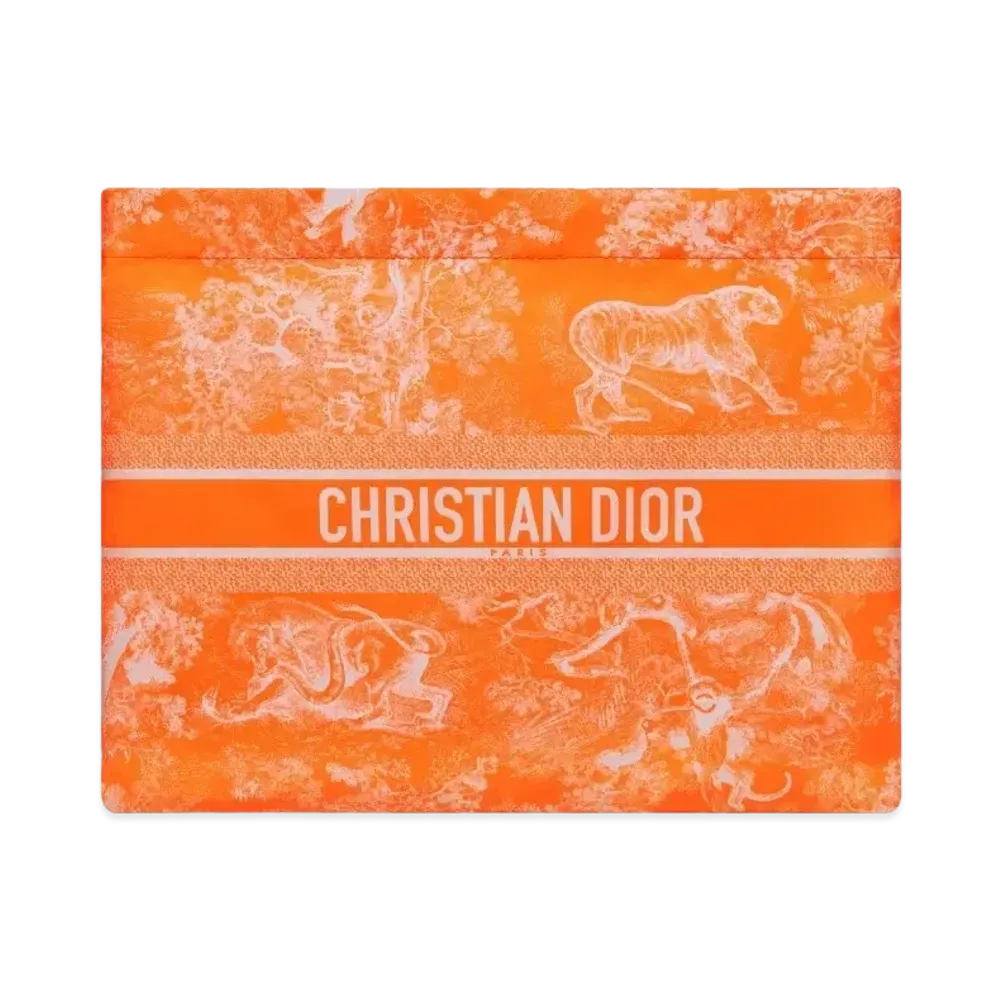 Dior Travel Zipper Pouch Fluorescent Toile De Jouy Reverse Technical Fabric "Orange"