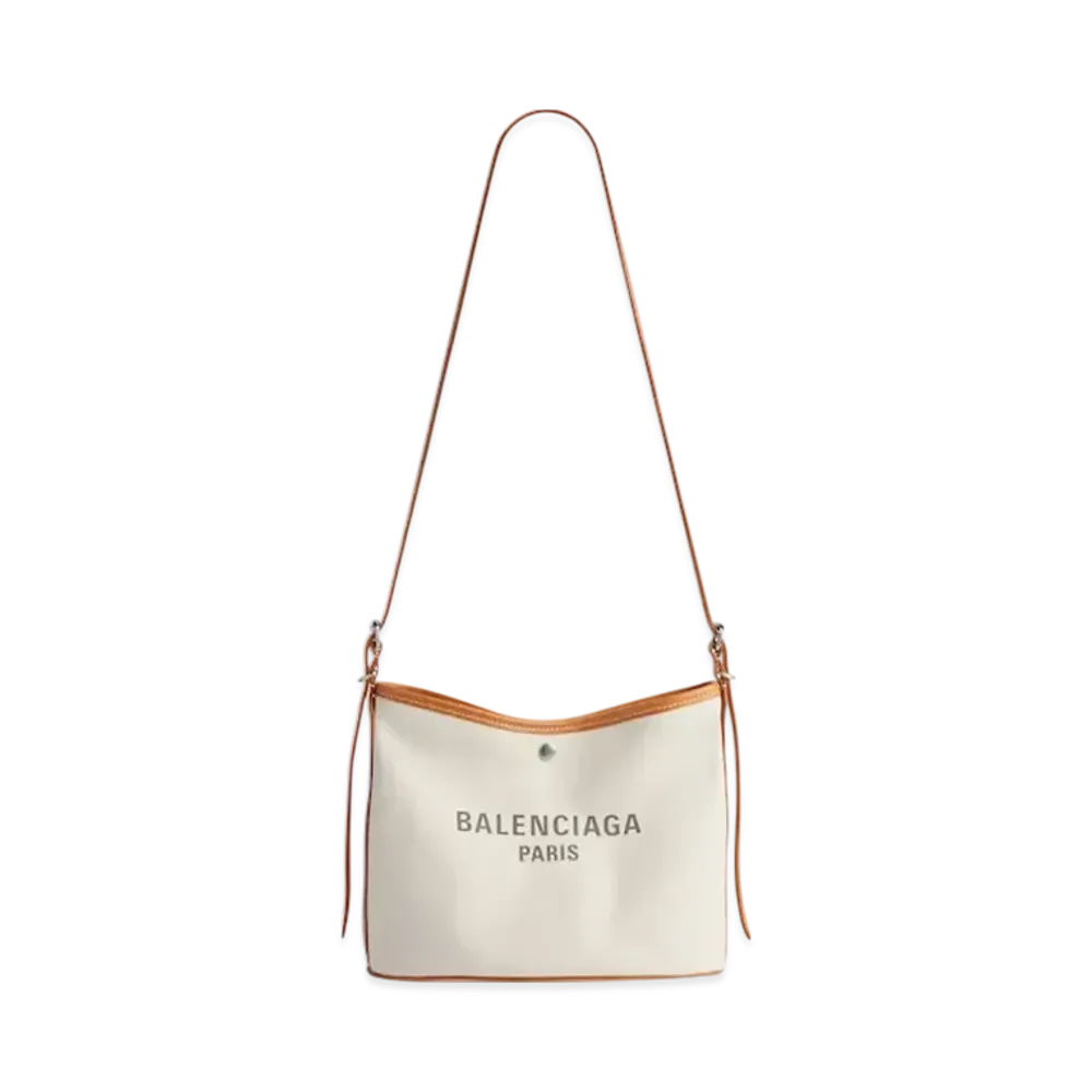 BALENCIAGA Biarritz Small Bucket Bag "Natural/Black"