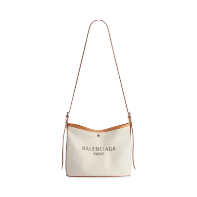 BALENCIAGA Biarritz Small Bucket Bag "Natural/Black"