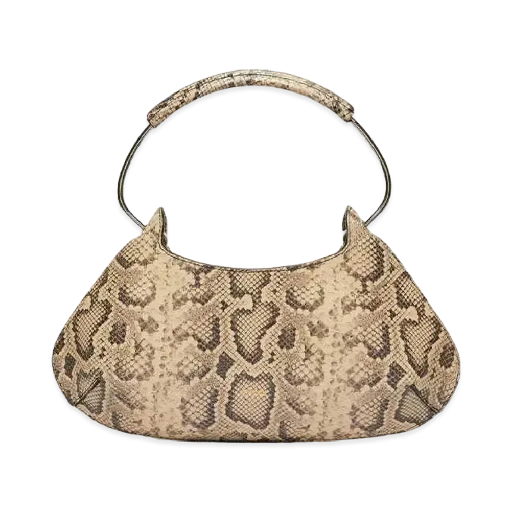 Max Mara Casual Python Printed Leather Medium Bag "Natural Python"