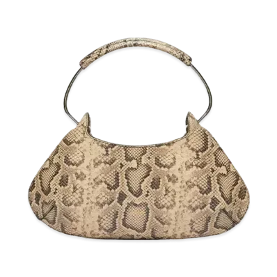Max Mara Casual Python Printed Leather Medium Bag "Natural Python"