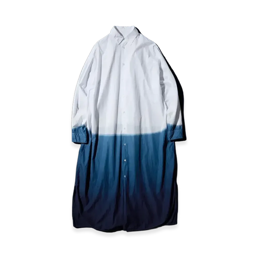 Graphpaper x Ryukyu Indigo Labo Broad Regular Oversized Shirt Dress "Ryukyu Blue"