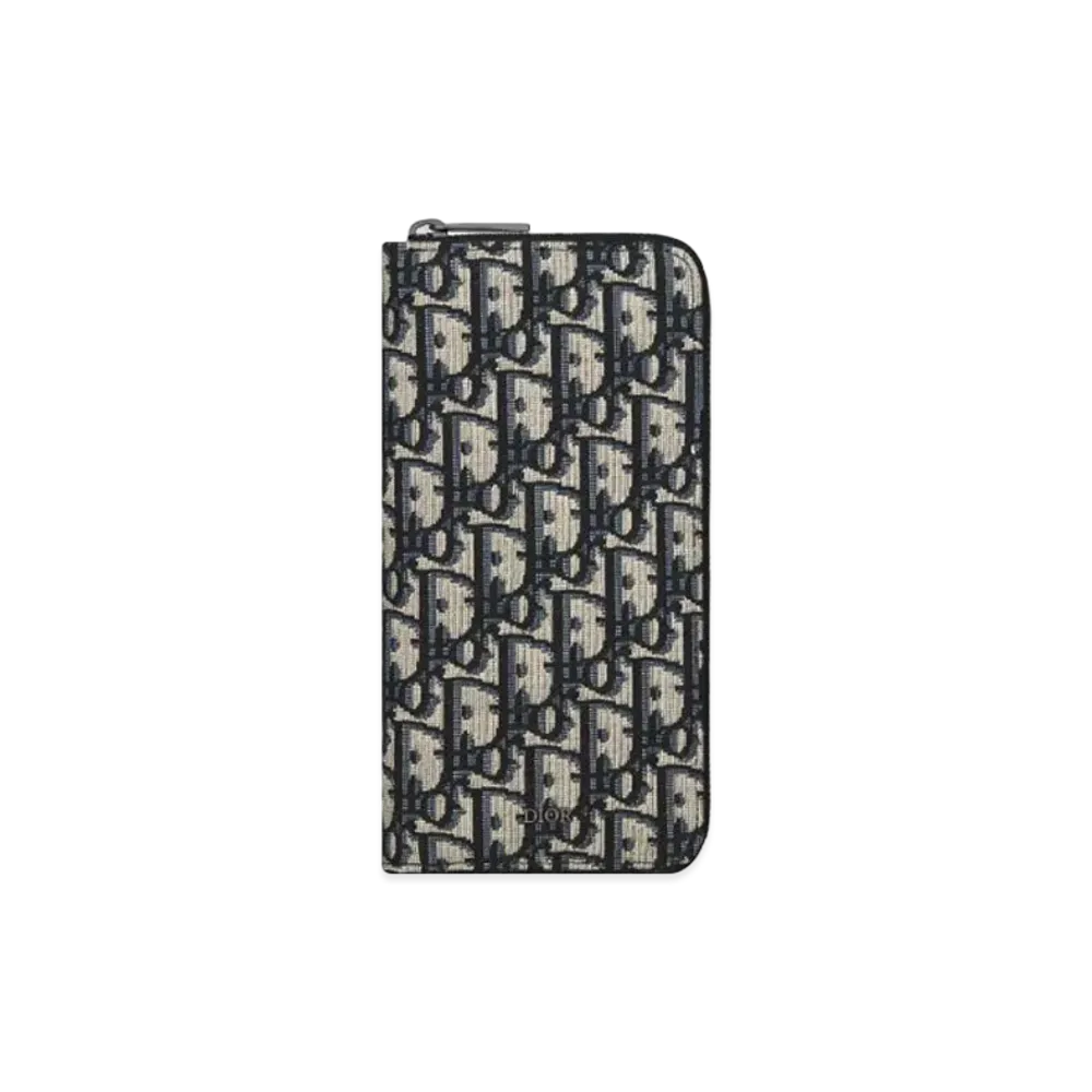 Dior Vertical Long Zipped Wallet Dior Oblique Jacquard "Beige/Black"