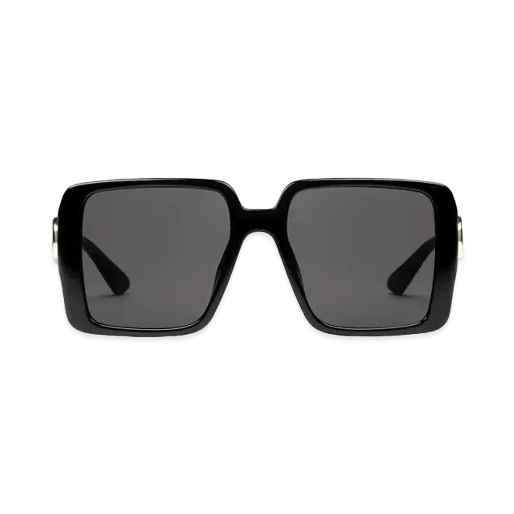 GUCCI Specialized Fit Square Sunglasses Interlocking G "Black"