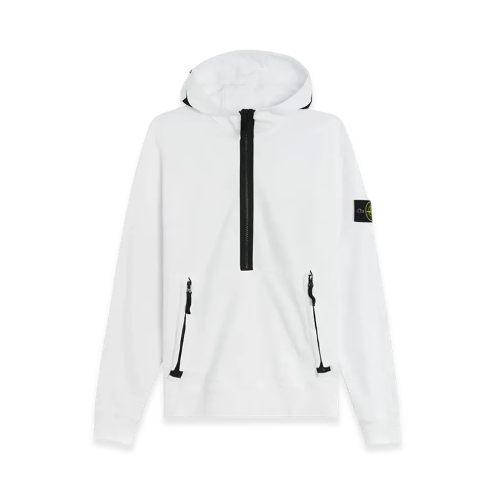 Stone Island 60451 Garment Dyed Half Zip Hooded Sweatshirt - 21SS "White"