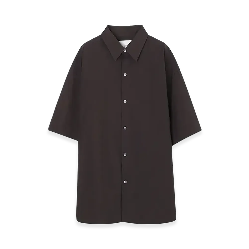 STUDIO NICHOLSON Short Sleeve Shirt Sorono "Black Grape"