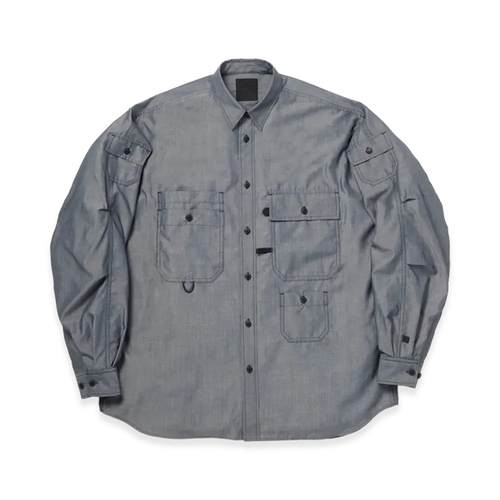 DAIWA PIER39 Women's Tech Multi Pocket Chambray Shirt L/S "Black"