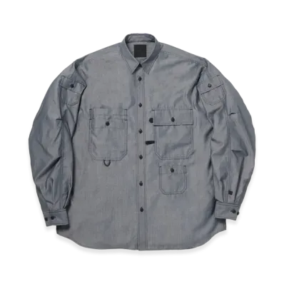 DAIWA PIER39 Women's Tech Multi Pocket Chambray Shirt L/S "Black"