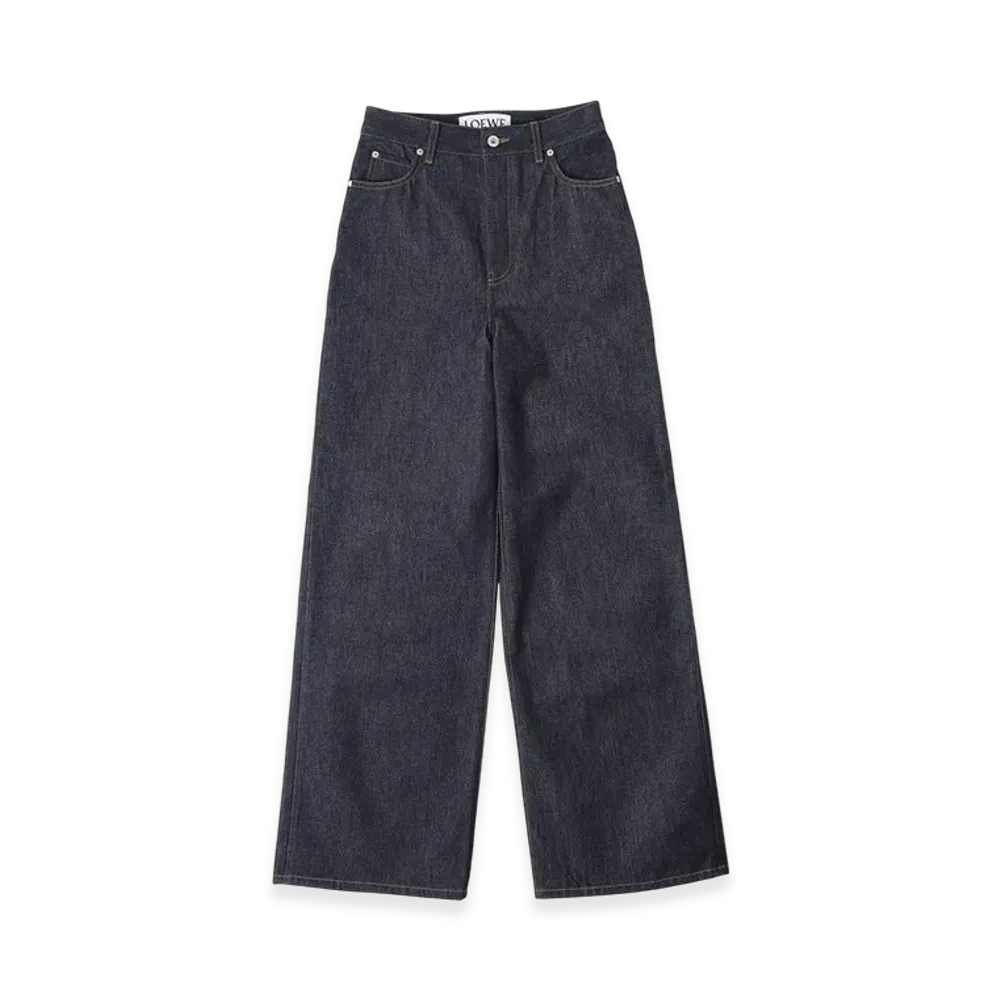 LOEWE Women's Button-Fly High Waisted Jeans "Raw Denim"