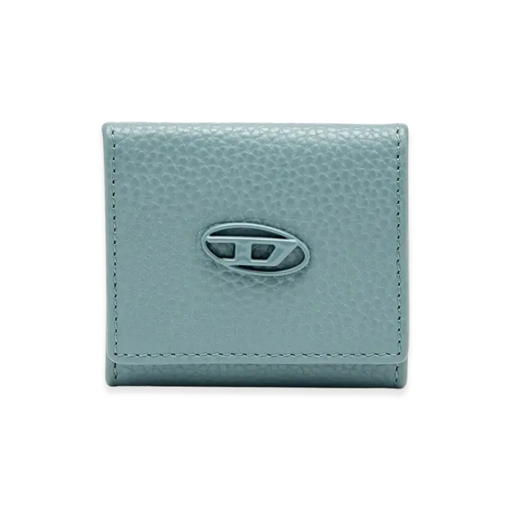 Diesel Hissu Evo Coin Case Coin Purse In Grainy Leather "Light Blue"