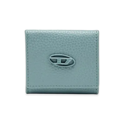 Diesel Hissu Evo Coin Case Coin Purse In Grainy Leather "Light Blue"