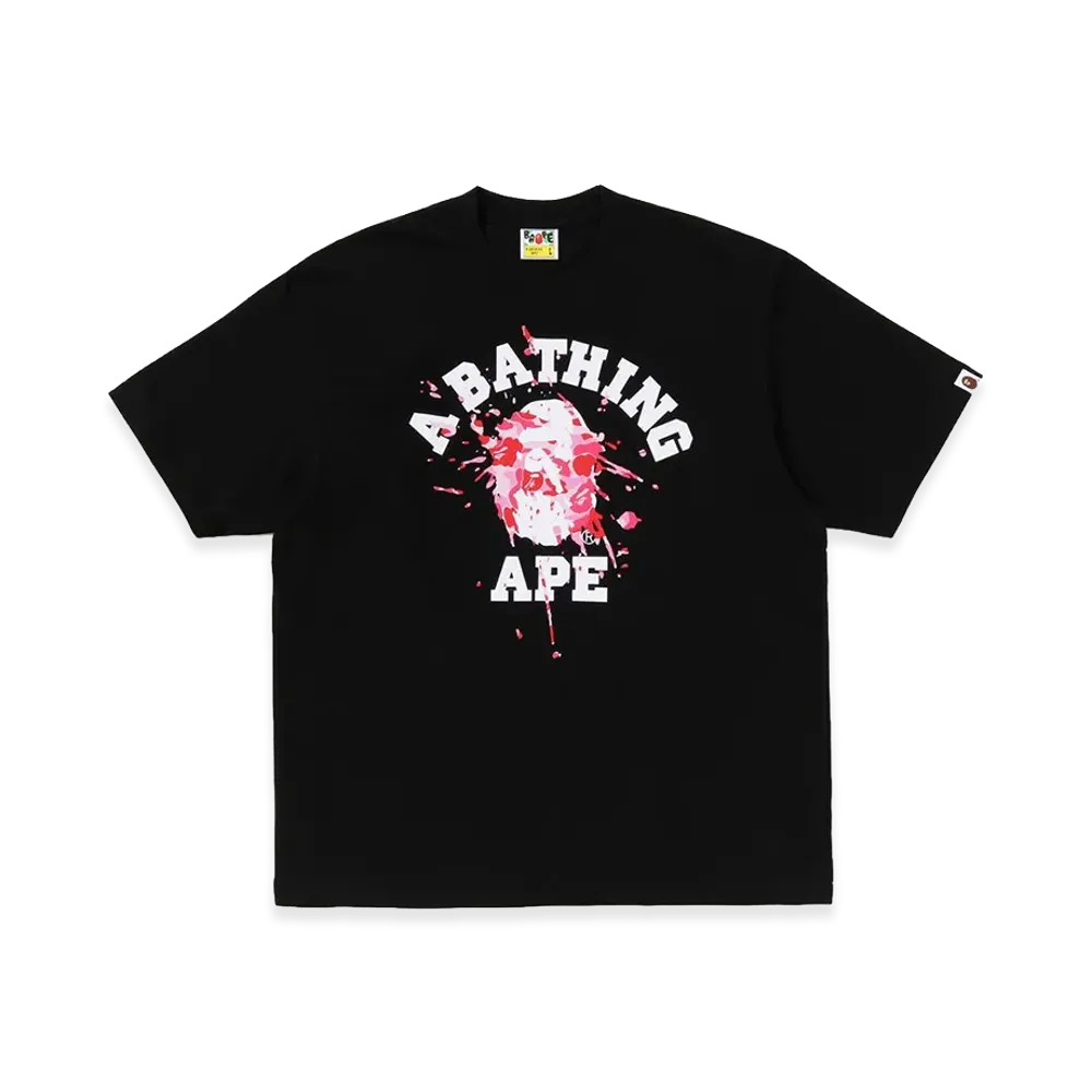 A BATHING APE ABC Camo Splash College Relaxed Fit Tee "Black"
