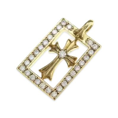 Chrome Hearts 22K Diamond Framed Open Baby Fat Pendant Top "Yellow Gold"
