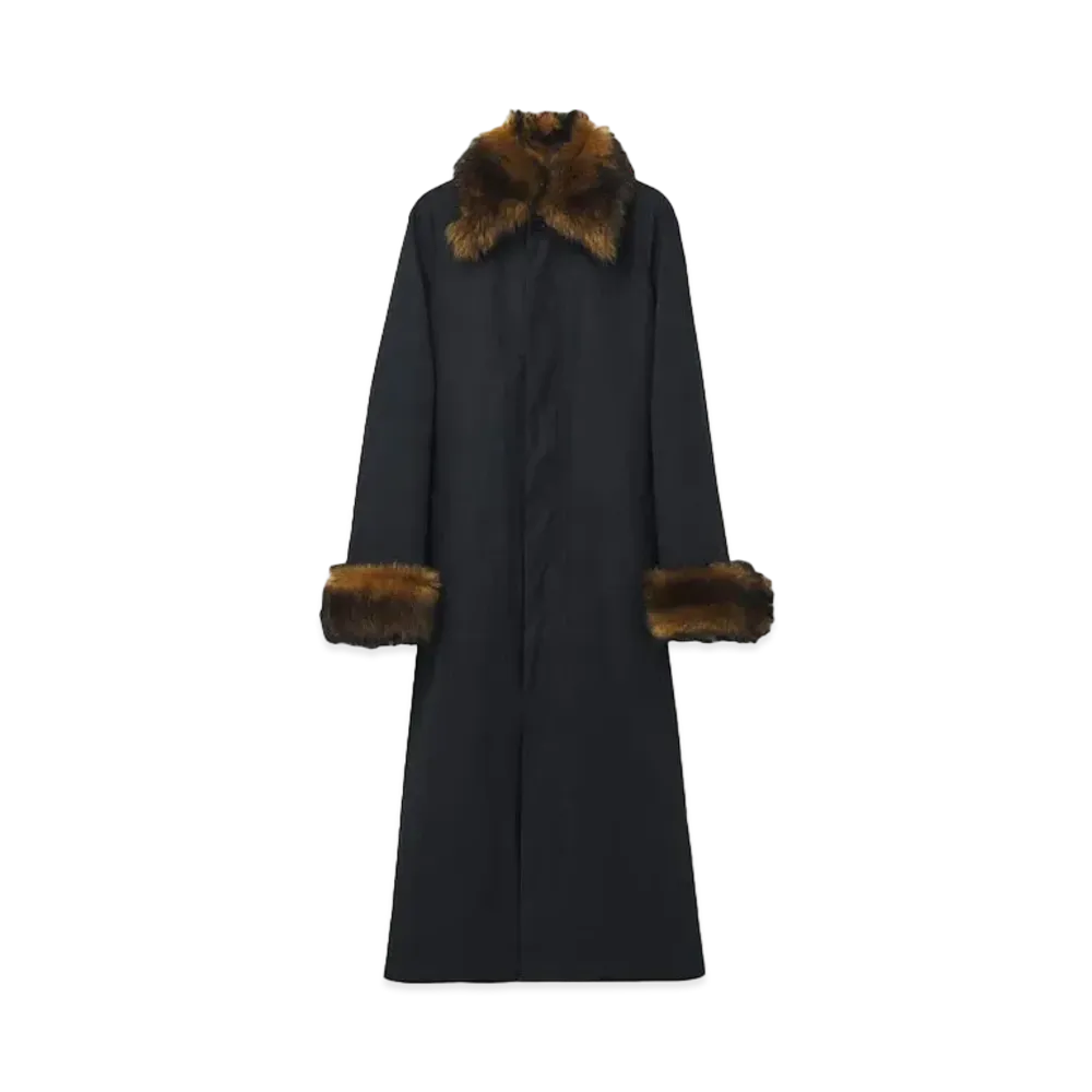 Alexander McQUEEN Shearling Detail Raincoat "Black"