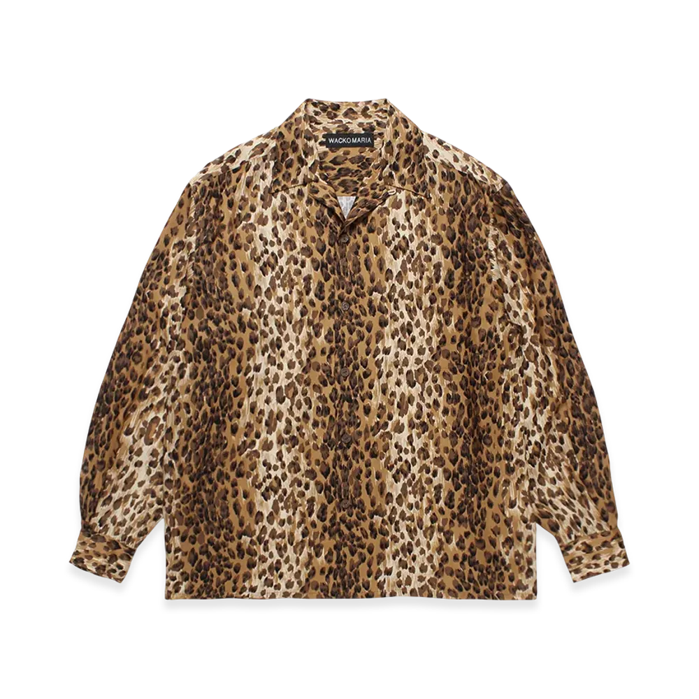 WACKO MARIA Leopard Open Collar Shirt "Beige"