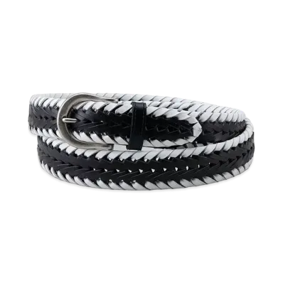 NEIGHBORHOOD 24SS Leather Mesh Belt "Black/White A"