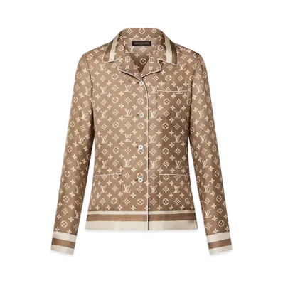 Louis Vuitton Stripe Accent Monogram Pajama Shirt "Caramel"