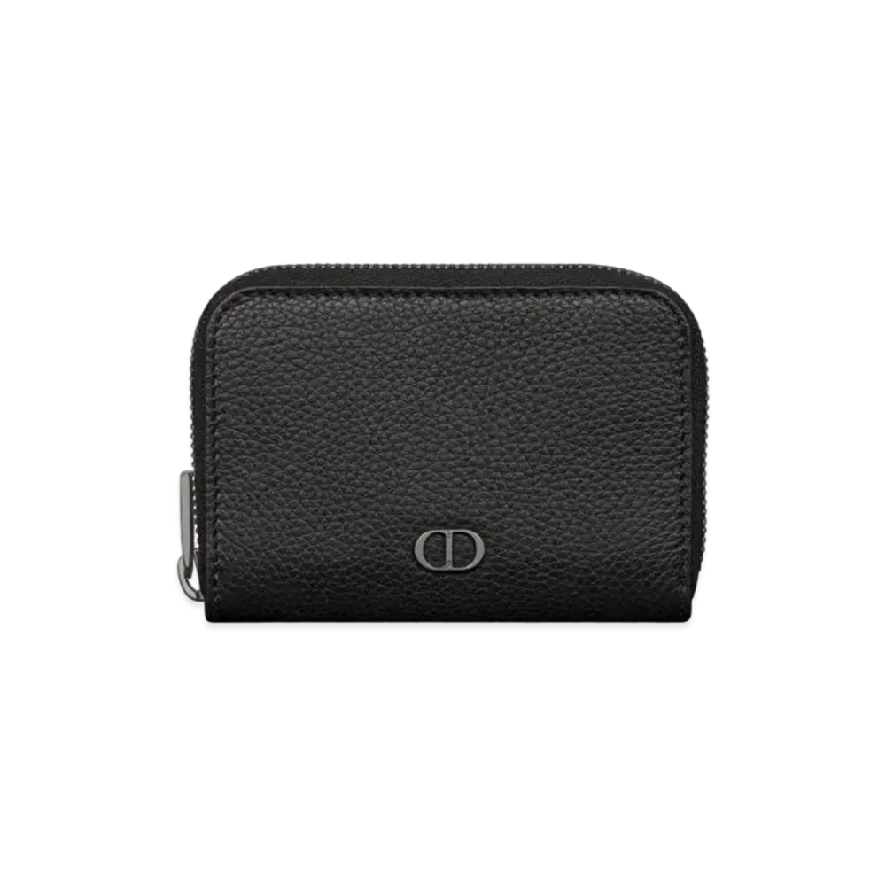 Dior CD Icon Zipped Coin Purse Grained Calfskin "Black"