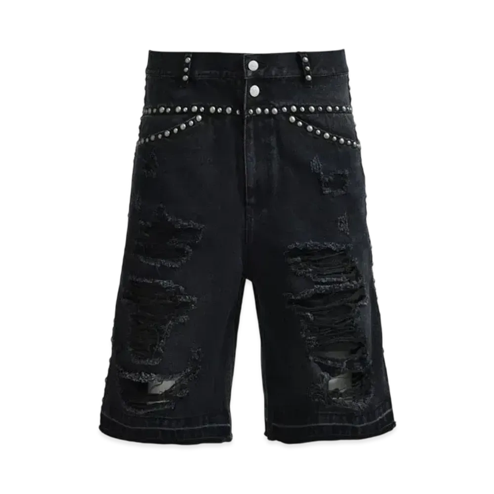 BREATH Suicide Studs Denim Shorts "Black"