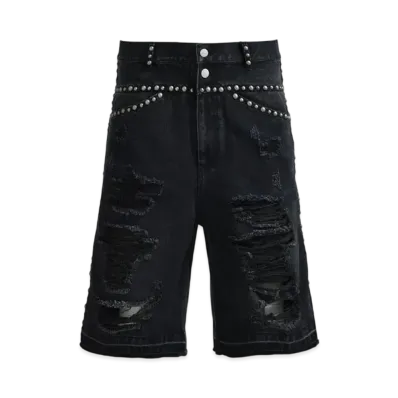 BREATH Suicide Studs Denim Shorts "Black"
