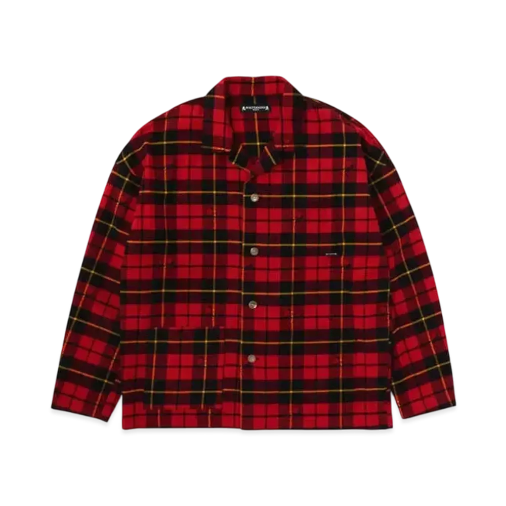 mastermind WORLD Flannel Shirt Jacket "Red"