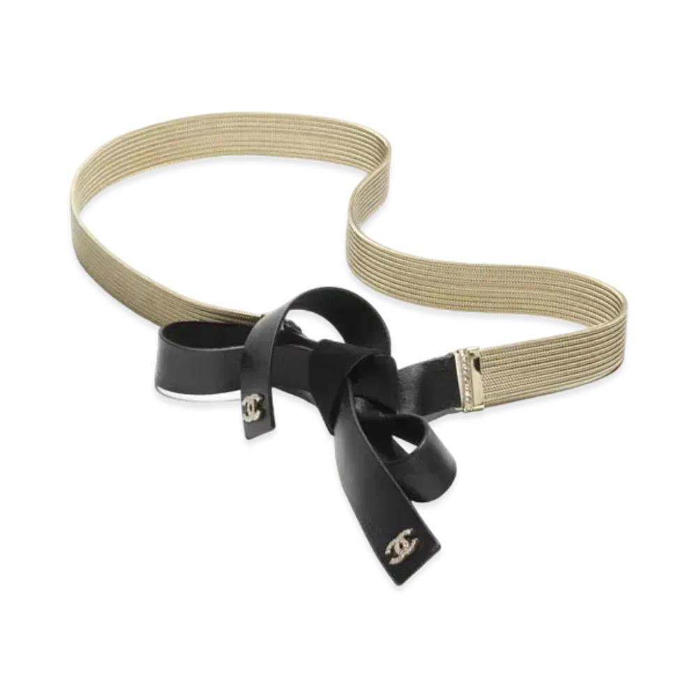 CHANEL Belt Lambskin, Metal & Strass "Black /Gold Crystal"