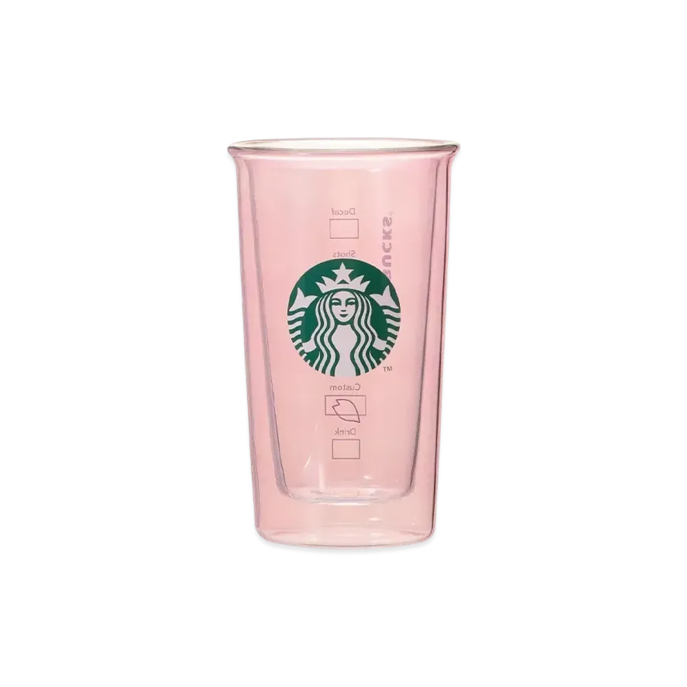 STARBUCKS SAKURA2025 Double Wall Heat Resistant Glass Pale Pink 355ml "Pink"