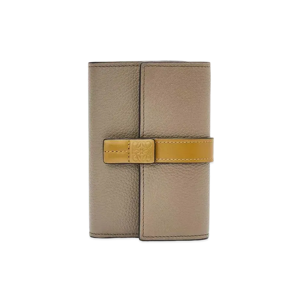 LOEWE Small Vertical Wallet In Soft Grained Calfskin "Laurel Green/Ochre"