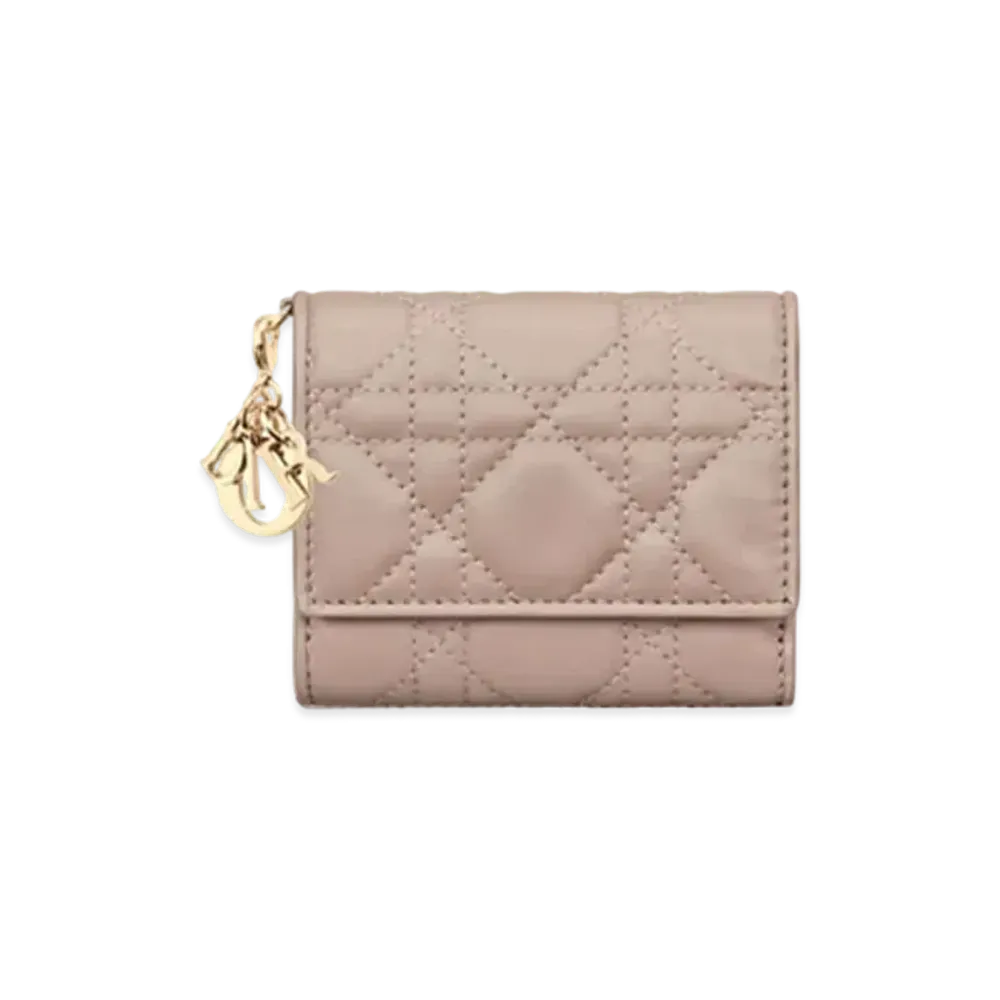 Dior Lady Dior Lotus Wallet Cannage Lambskin Japan Exclusive "Taupe"