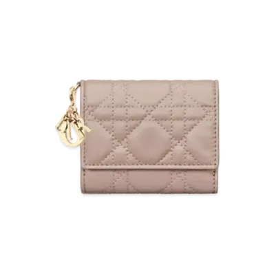 Dior Lady Dior Lotus Wallet Cannage Lambskin Japan Exclusive "Taupe"