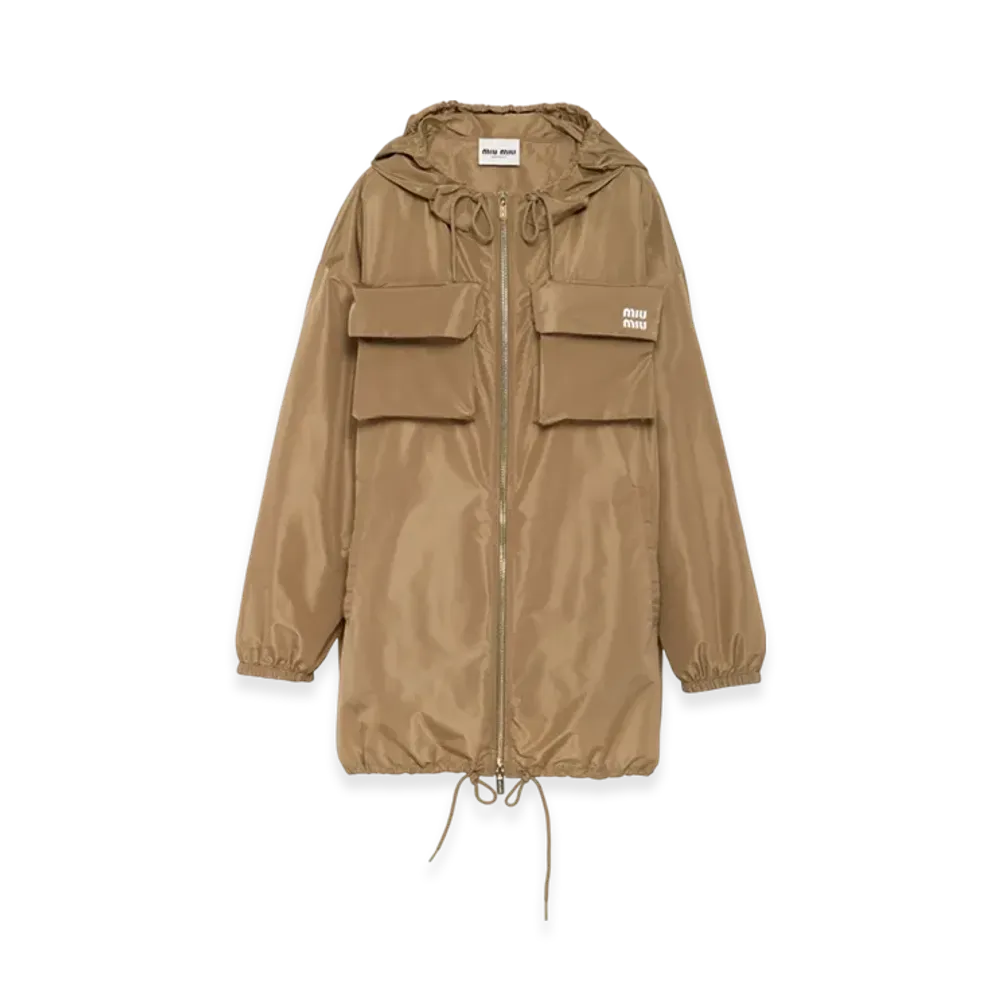MIU MIU Women's Technical Fabric Blouson Jacket "Clay Grey"