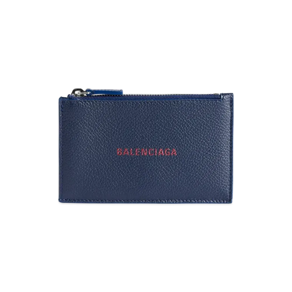 BALENCIAGA Cash Long Coin And Card Holder Large "Navy/Burgundy"