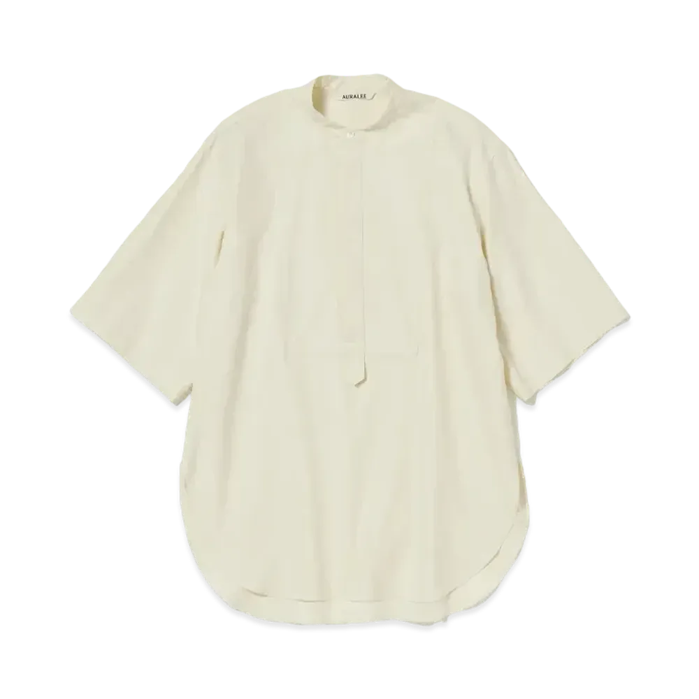 AURALEE Washed Finx Twill Half Sleeved P/O Shirt "Light Yellow"