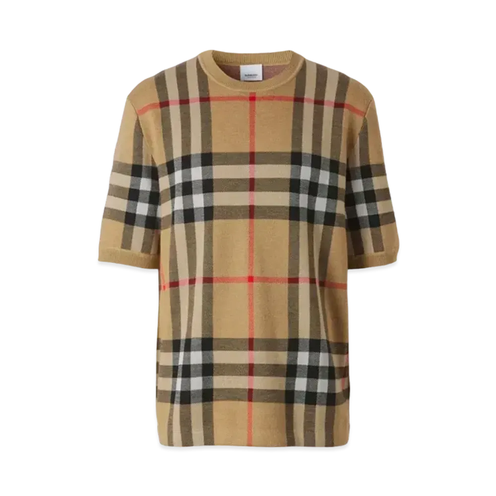 Burberry Men's Check Silk Wool T-shirt "Archive Beige"