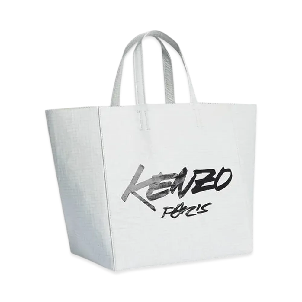 KENZO x Futura 2000 Small Tote Bag Kenzo Paper in Leather "White"